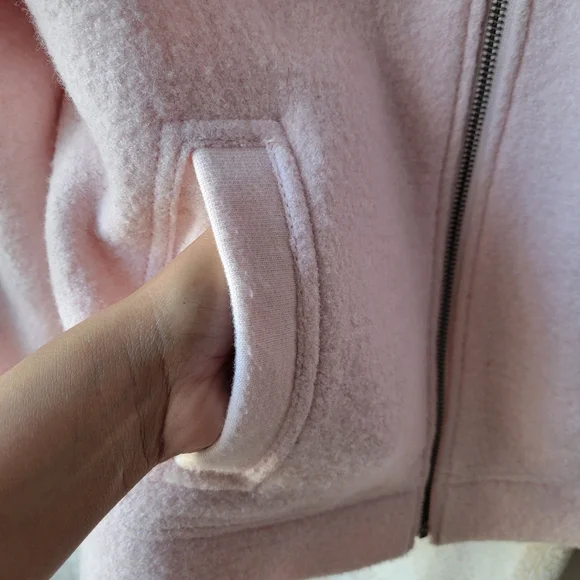 Lands' End Light Pink Wool-Blend Bomber Jacket Size 4 Full Zip Front Pockets - Picture 4 of 13